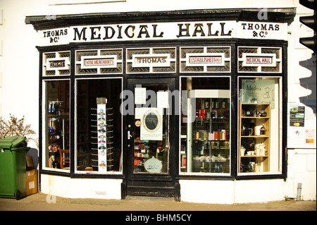 The old Thomas and Co Medical Hall, established in 1863, Aberdyfi Aberdovey, Gwynedd north wales UK Stock Photo