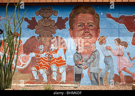 Chamizal National Memorial monument mural on visitor center El Paso Texas USA Stock Photo