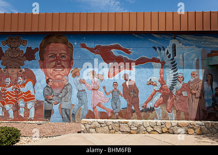 Chamizal National Memorial monument mural on visitor center El Paso Texas USA Stock Photo