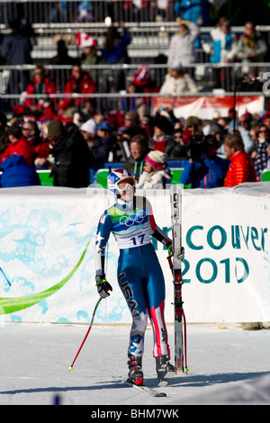 Lindsey Vonn (USA), bronze medal winner competing in the Women's Alpine Skiing Super G event at the 2010 Olympic Winter Games Stock Photo