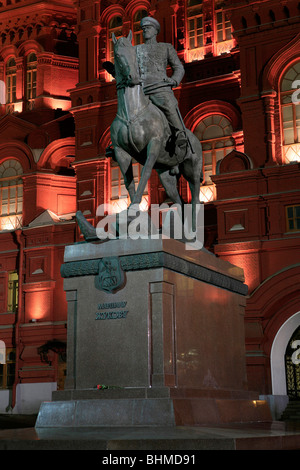 Monument to World War II Soviet Marshal Georgy Zhukov (1896-1974) at Manege Square in Moscow, Russia Stock Photo