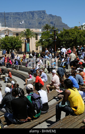 V&A Waterfront Cape Town South Africa the Amphitheatre live entertainment area Victoria and Albert complex Cape Town Stock Photo