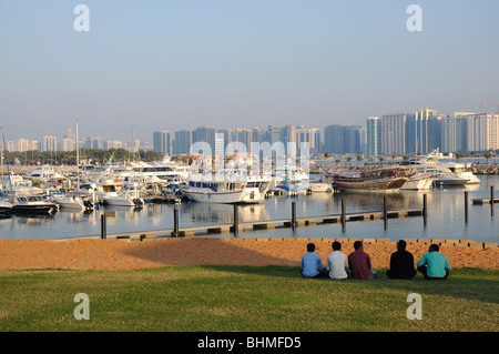 Skyline of Abu Dhabi from Marina Mall, United Arab Emirates Stock Photo