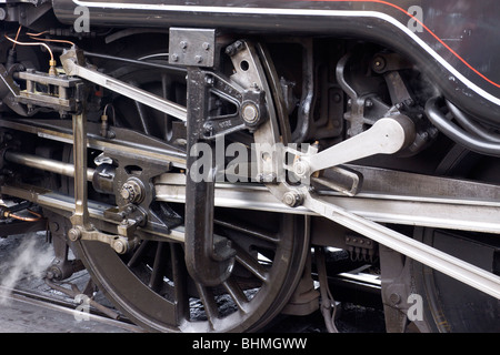 Close-up of a wheel assembly of a Steam Locomotive Stock Photo