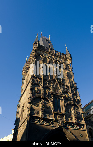 The Powder Gate  tower Prasna Brana in Nove Mesto quarter Prague Czech republic Stock Photo