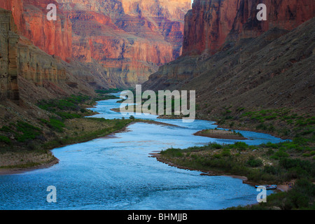 The Colorado River meandering through the Marble Canyon section of Grand Canyon National Park. Stock Photo