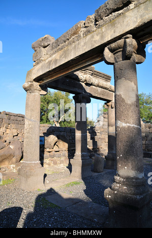 Israel, Galilee, Corazim (Korazim) National Park, The remains of the Synagogue 4th century CE. Stock Photo