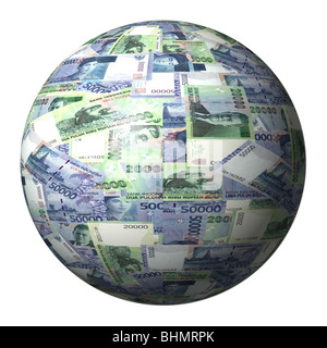 Indonesian Rupiah sphere isolated on white illustration Stock Photo