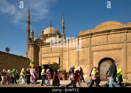 School Children visiting The Mosque of Muhammad Ali Pasha or Alabaster Mosque Cairo Egypt
