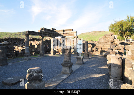 Israel, Galilee, Corazim (Korazim) National Park, The remains of the Synagogue 4th century CE. Stock Photo