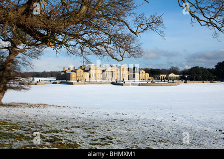 Snow in the Grounds of Holkham Hall Stock Photo