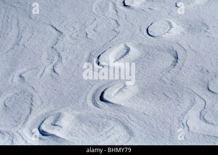 footprints covered in snow Stock Photo
