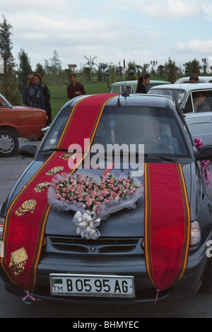 Wedding car, Ashgabat, Turkmenistan Stock Photo