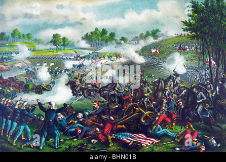Print c1889 depicting the First Battle of Bull Run (July 21 1861) during the American Civil War. Stock Photo