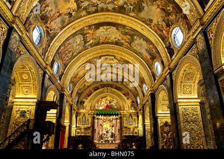 The Interior of St John's Church, Valletta, Malta Stock Photo