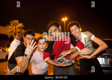 Nightlife Jeddah Saudi Arabia Arabian boys youth Stock Photo