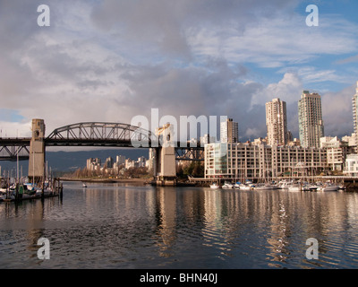 Burrard Street Bridge and False Creek, as seen from Granville Island, Vancouver, BC, Canada Stock Photo