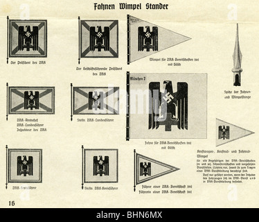 medicine, organisations, Red Cross, Germany, Deutsches Rotes Kreuz, flags, ensigns, pennants, print, 1938, Stock Photo