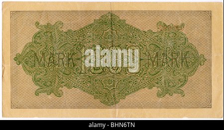 money / finance, banknotes, Germany, 1000 Mark, Reichsbank, Berlin, 15.9.1922, Stock Photo
