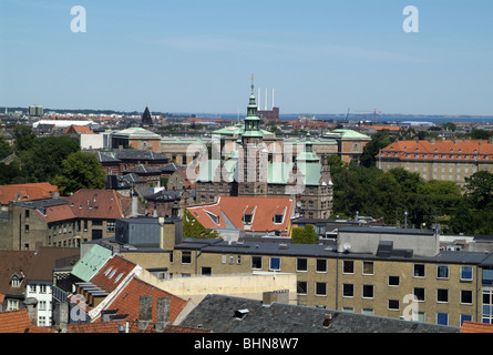 geography / travel, Denmark, Copenhagen, city view from Runde Tower towards Rosenborg Castle with museum of art, Additional-Rights-Clearance-Info-Not-Available