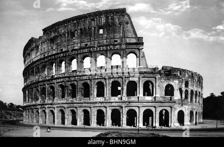 geography / travel, Italy, Rome, Colosseum (Amphitheatrum Flavium), built: 79 AD under Emperor Vespasian, finished 80 AD, ruin, exterior view, late 19th century, historic, historical, Coliseo, Colosseo, amphitheater, amphitheatre, Roman Empire, ancient world, UNESCO World Cultural Heritage Site / Sites, Southern Europe, building, buildings, architecture, sights, sight, landmark, capital, metropolis, ancient world, people,