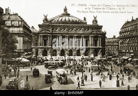 geography / travel, France, Paris, opera, Place de l'Opera, exterior view,  picture postcard, circa 1910, Stock Photo