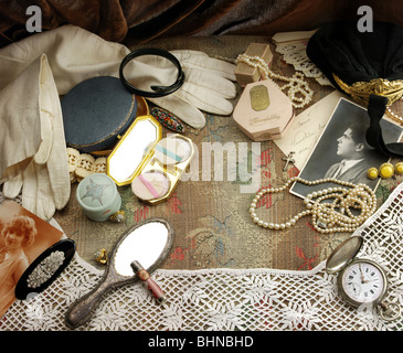 Still life with vintage ladies fashion accessories Stock Photo