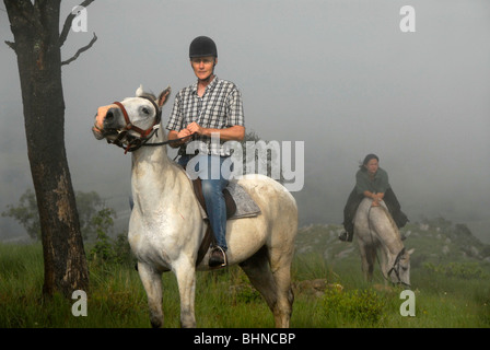 Horse riding near Drummond, not far from Valley of a Thousand Hills, Kwazulu Natal, South Africa Stock Photo