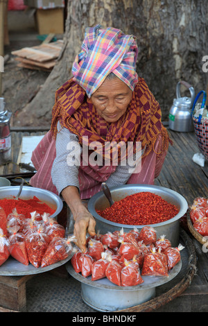 Myanmar, Burma, Chauk village, market, Stock Photo