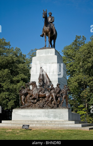Picture of the Virginia monument at Gettysburg National Military Park, Pennsylvania; topped by a statue of General Robert E Lee. Stock Photo