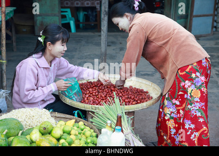 Myanmar, Burma, Chauk village, market, Stock Photo