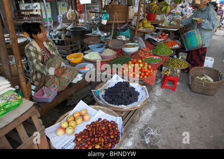 Myanmar, Burma, Chauk village, market, Stock Photo