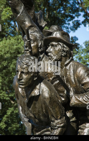 Picture of combat soldier's faces at the North Carolina monument at Gettysburg National Military Park, Pennsylvania. Stock Photo