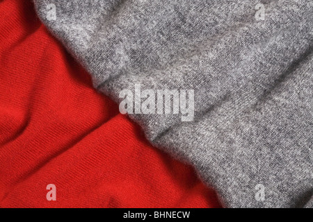 Gray and Red Luxury Fluffy Cashmere Background Stock Photo