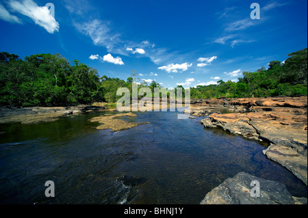 Nam Leuk river in dry season. Tropical forest. Laos. Stock Photo