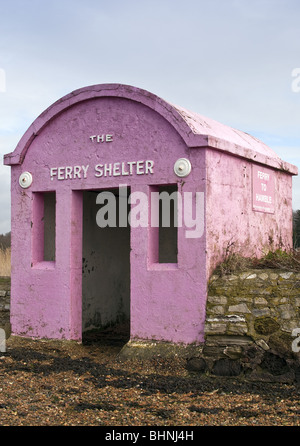 The pink Ferry Shelter on the Warsash side of the River Hamble opposite Hamble-Le-Rice town and marina, Hampshire, England, UK Stock Photo