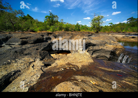 Nam Leuk river in dry season. Tropical forest. Laos. Stock Photo