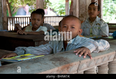 School children in a classroom at an orphanage near Siem Reap, Cambodia Stock Photo