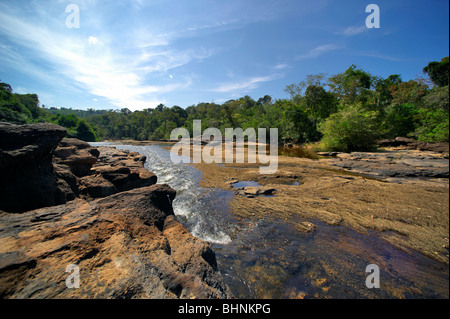 Nam Leuk river in dry season. Tropical forest. Laos. Stock Photo