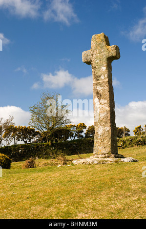 Granite cross near Cadover Bridge on Dartmoor, Devon UK Stock Photo