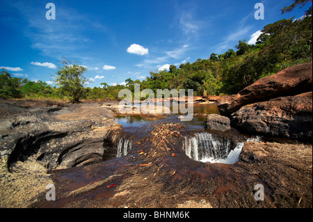 Nam Leuk river in dry season. Tropical forest. Laos. Stock Photo