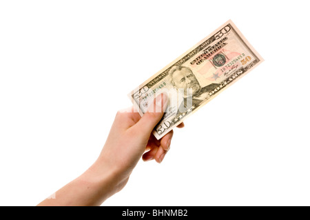 single hand holding money Stock Photo