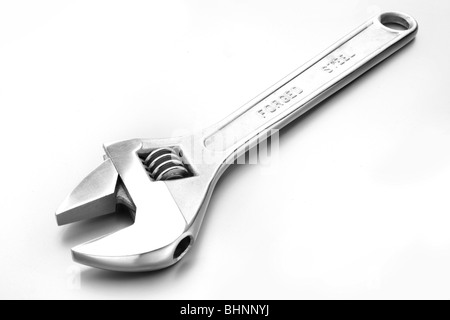 adjustable wrench spanner on white background Stock Photo