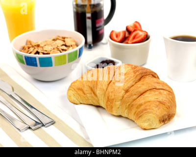 A breakfast setting of assorted breakfast foods Stock Photo
