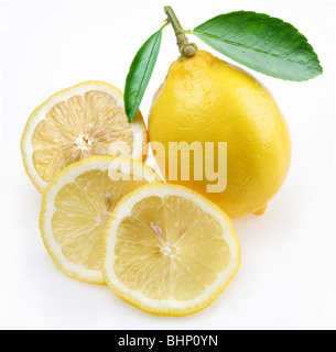 Lemon with section on a white background Stock Photo