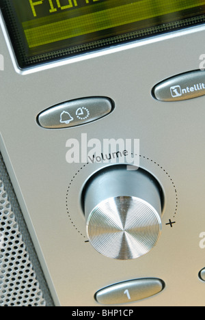 Close-up of a DAB radio. Focus on volume control. Stock Photo