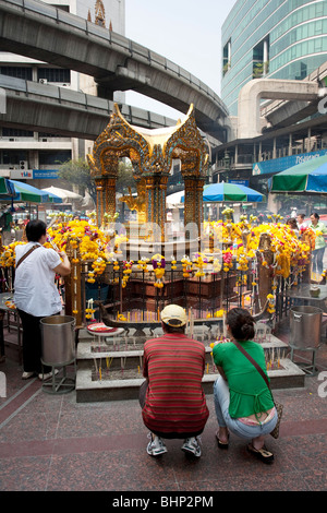 The Erawan Shrine is a Hindu shrine in Bangkok, Thailand Stock Photo