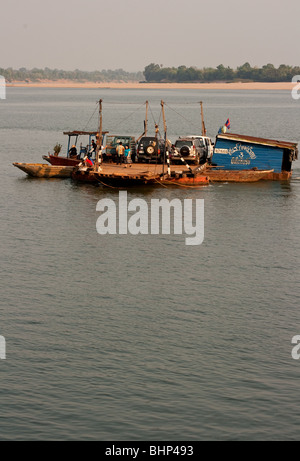 Ferry boat on the Mekong River, Laos. Stock Photo