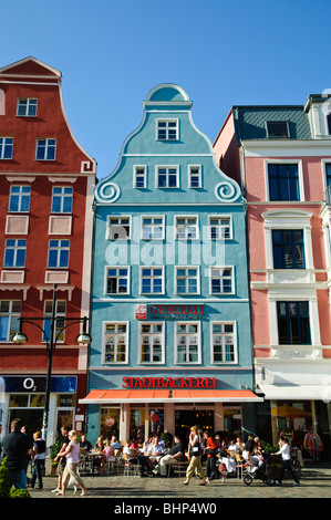 Shopping street Kroepeliner Strasse, old town, Rostock, Mecklenburg-Vorpommern Germany Stock Photo