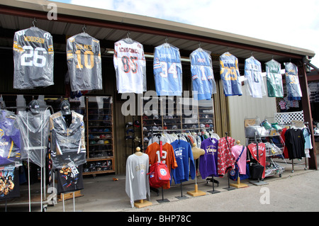 Cheap clothes on sale Traders Village - biggest flea market in Texas, Grand Prairie, TX, USA Stock Photo